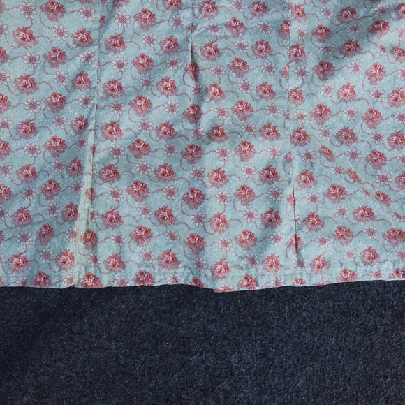 VTG Handmade Floral button up Cap Sleeve Boxy Shirt Mint Green Pink Cottagecore - Picture 7 of 16